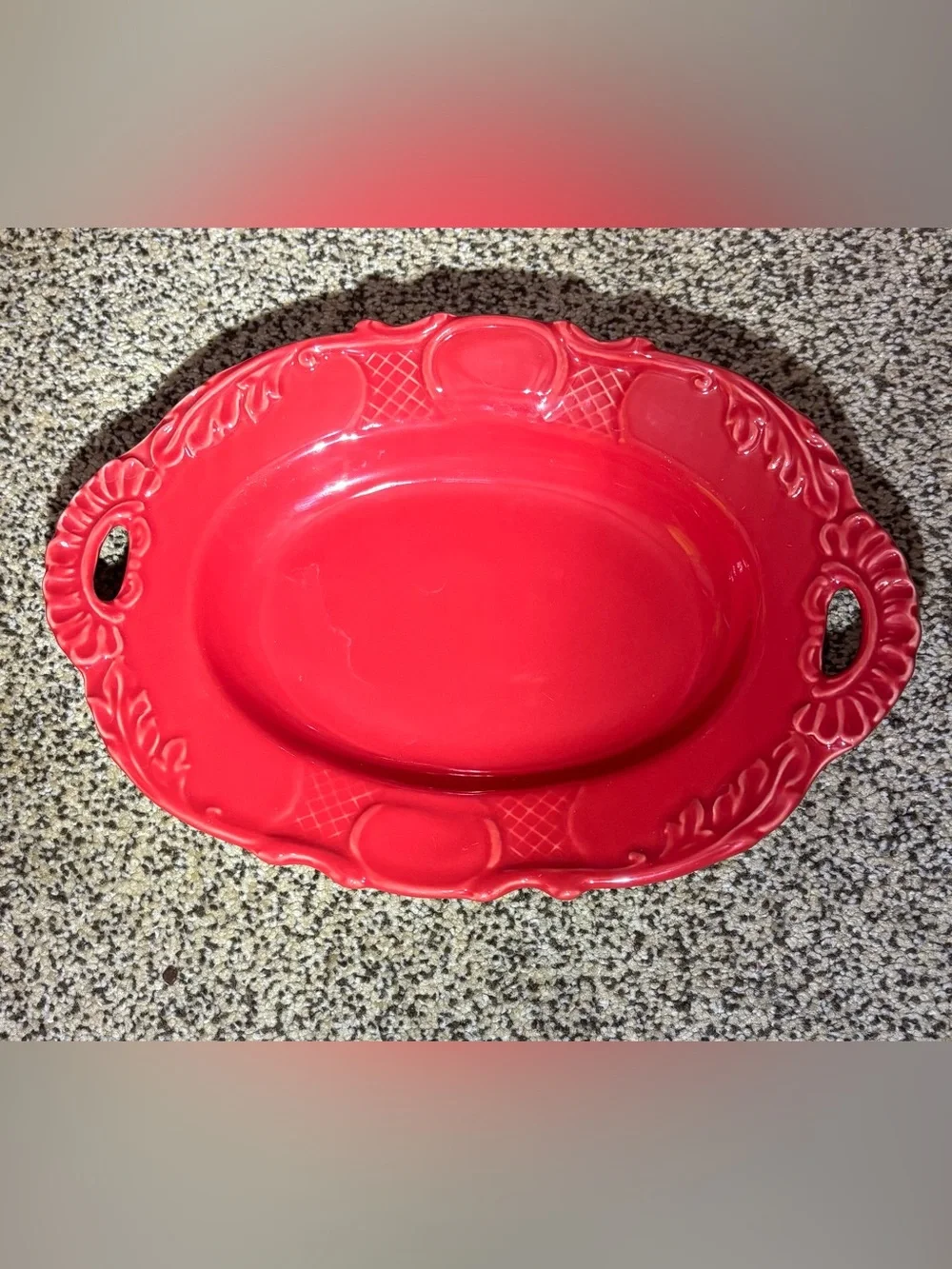 10 STRAWBERRY STREET 7 x 10” Red Decorative Ceramic Serving Platter